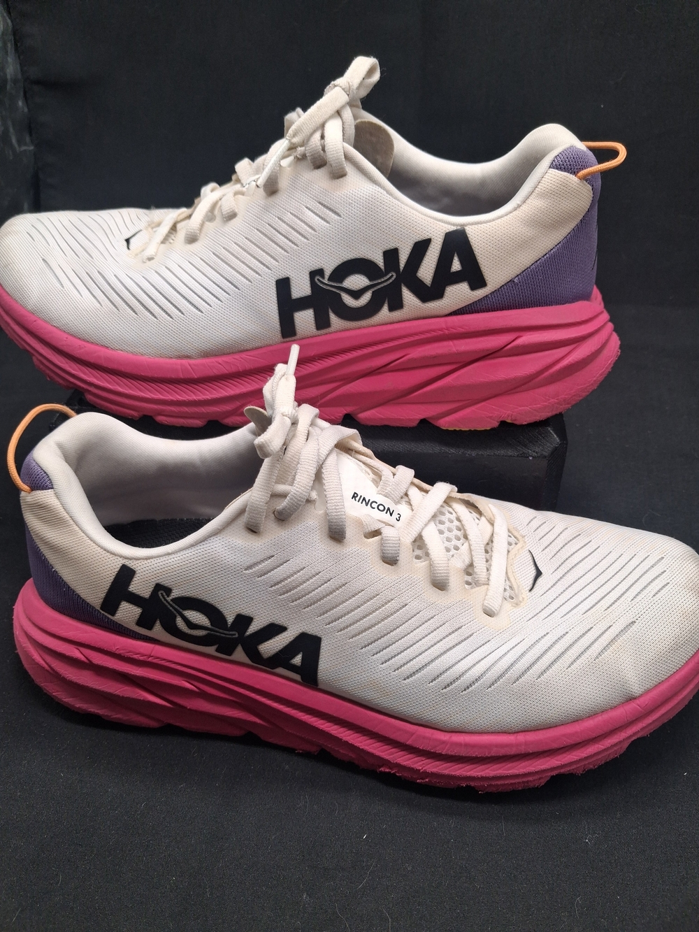 HOKA Rincon 3 Women’s Running Shoes - Cream with Pink & Purple Accents